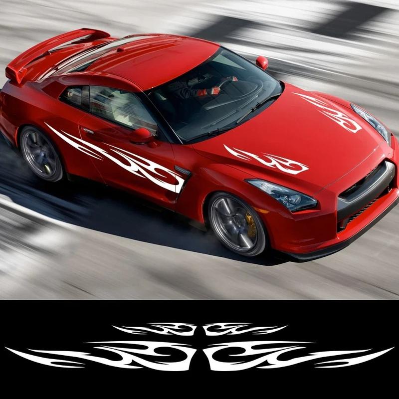 Adesivos para Capô de Carro Autoadesivos Esportivos Corrida Chama Totem Decalques de Vinil para Carro Acessórios Decorativos para Porta Lateral do Carro