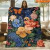 1pc 2D Flat Printing Spring And Summer New Arrival Flourishing Flowers And Butterflies Theme Pattern Digital Print Blanket, Throw, Soft And Comfortabl
