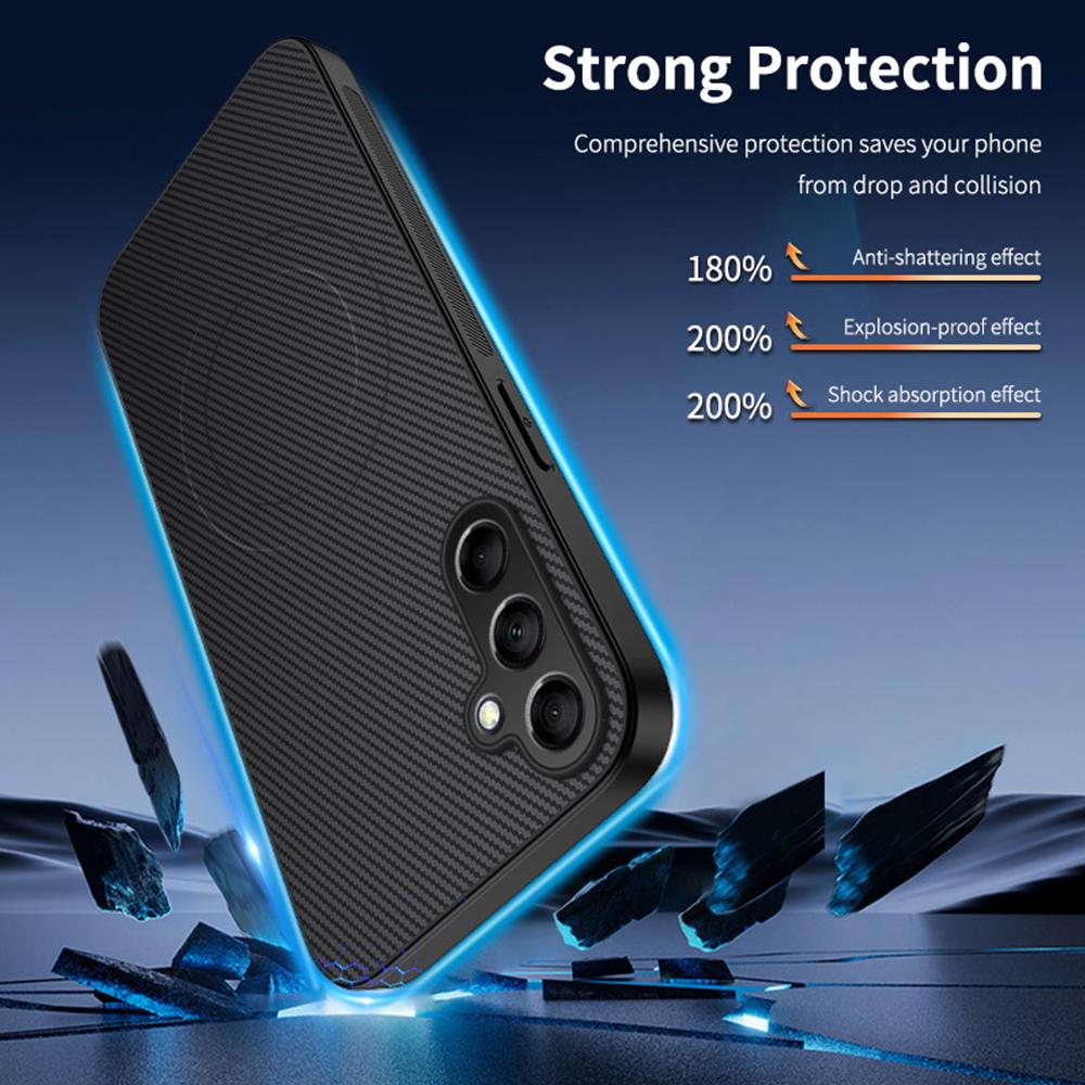 For Samsung Galaxy A13 A14 A22 A32 A33 A34 A52 A52S A53 A54 A72 A73 Case Magnetic Carbon Fiber Texture Leather Shockproof Cover