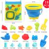 Children's Foldable Beach Toy Set: Telescopic Bucket, Round Bucket, Shovel for Sand & Water Play.
