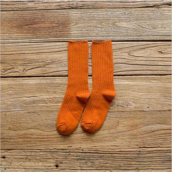 1 Pair Women Cotton Loose Socks Autumn Winter Knitting Solid Color Long Black Pink Korean Japanese Student Girls Stockings Retro