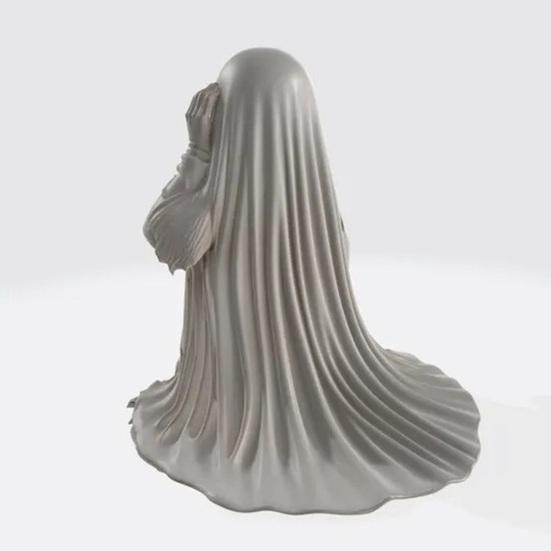 Yousheng Halloween Ghost Figurine, Scary Face Ghost Statue, Resin Spooky White Ghost Decoration for Indoor Home, Office, Desk
