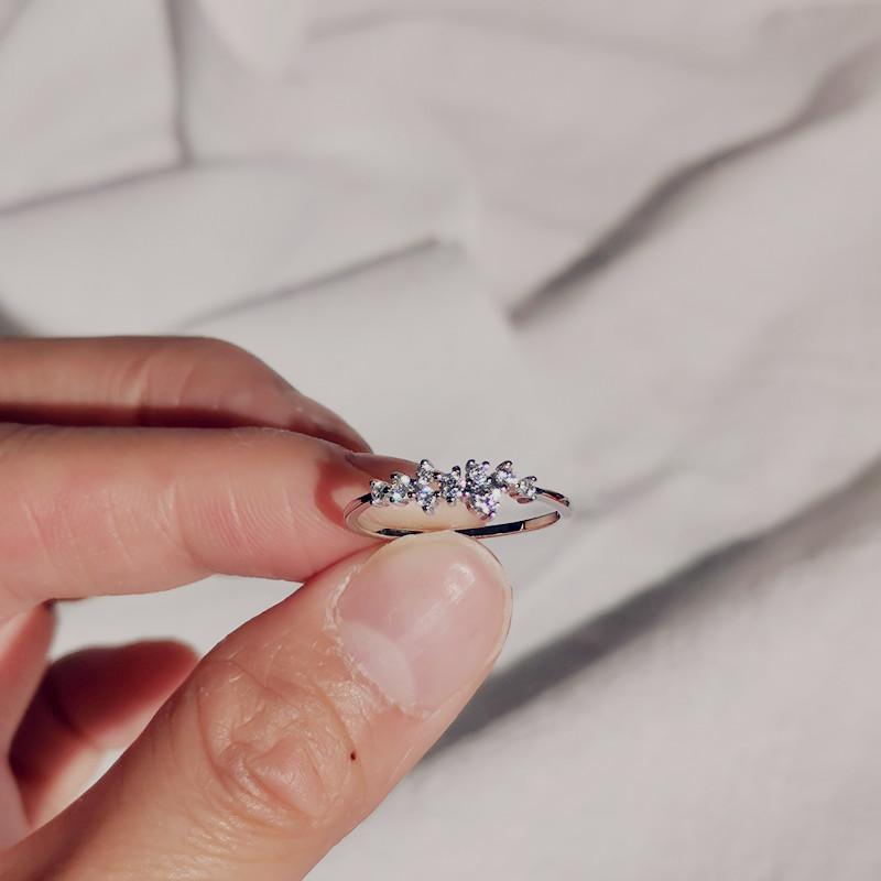 

925 Silver Classic Irregular Shiny Star Plum Ring Women 14k Gold Plating High-end Temperament Party Jewelry Accessories 5 серебряный