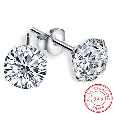 Lüks Kadın 6/7/8mm Yuvarlak Lab Elmas Küpe 100% Gerçek 925 Ayar Gümüş Küpe Kadınlar Için Küçük Vida Damızlık