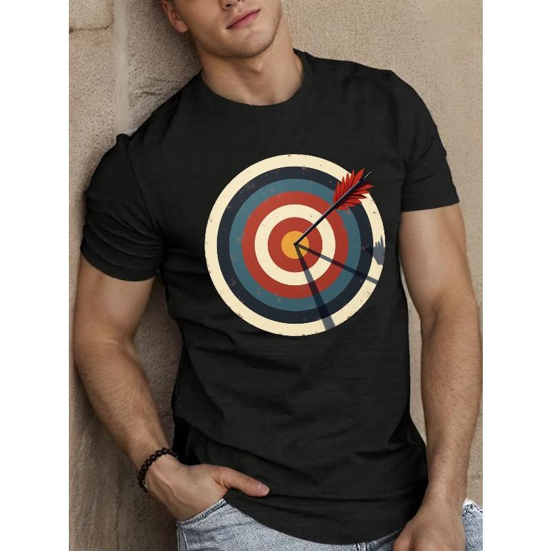 Target Design with Concentric Circles Men's Short Sleeve T-shirt Summer T-shirt Top Round Neck, Relaxed Fit, Oversized, Cool, Casual, and Fashionable