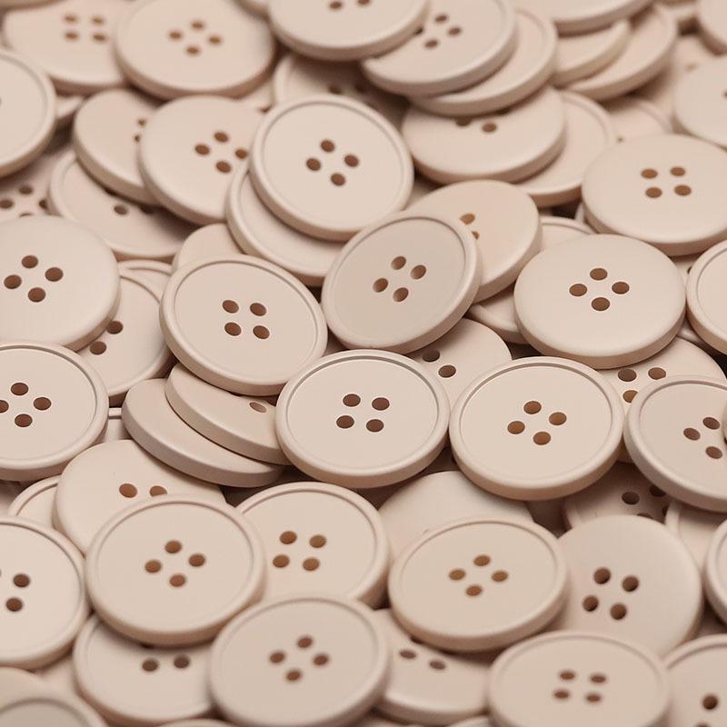 MOSN Reversible Wool/Fur Trench Coat Buttons: Four-hole, Thin-edged, Spray-painted, Multi-colored.