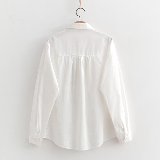 Jar a jeseň 2024 Nová výšivka Farebné gombíky Kreslená voľná košeľa Dámska košeľa s dlhým rukávom na spodok