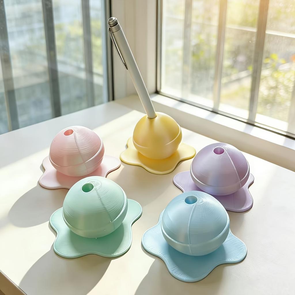 1-Piece Lollipop-Shaped Pen Holder with Unique Design, Creative 3D-Printed Melting Lollipop Shape, Stable Color, Realistic and Delicate, Great Gift It