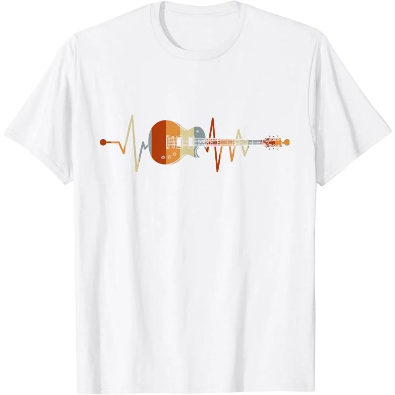 Koszulka Retro Vintage Heartbeat Gitara Prezenty dla Miłośników Muzyki Koszulki Graficzne z Nadrukiem 3D na Zamówienie