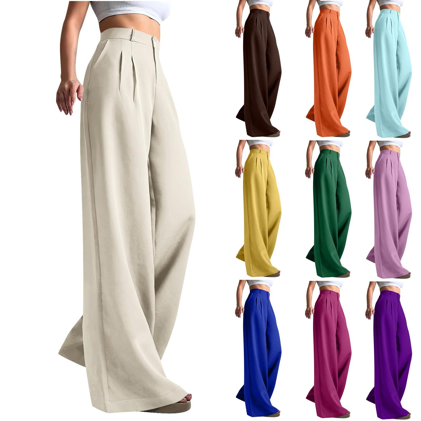 

Work Pants Women Business Casual High Waisted Wide Leg Trousers Dressy Work Outfits XL жовтий