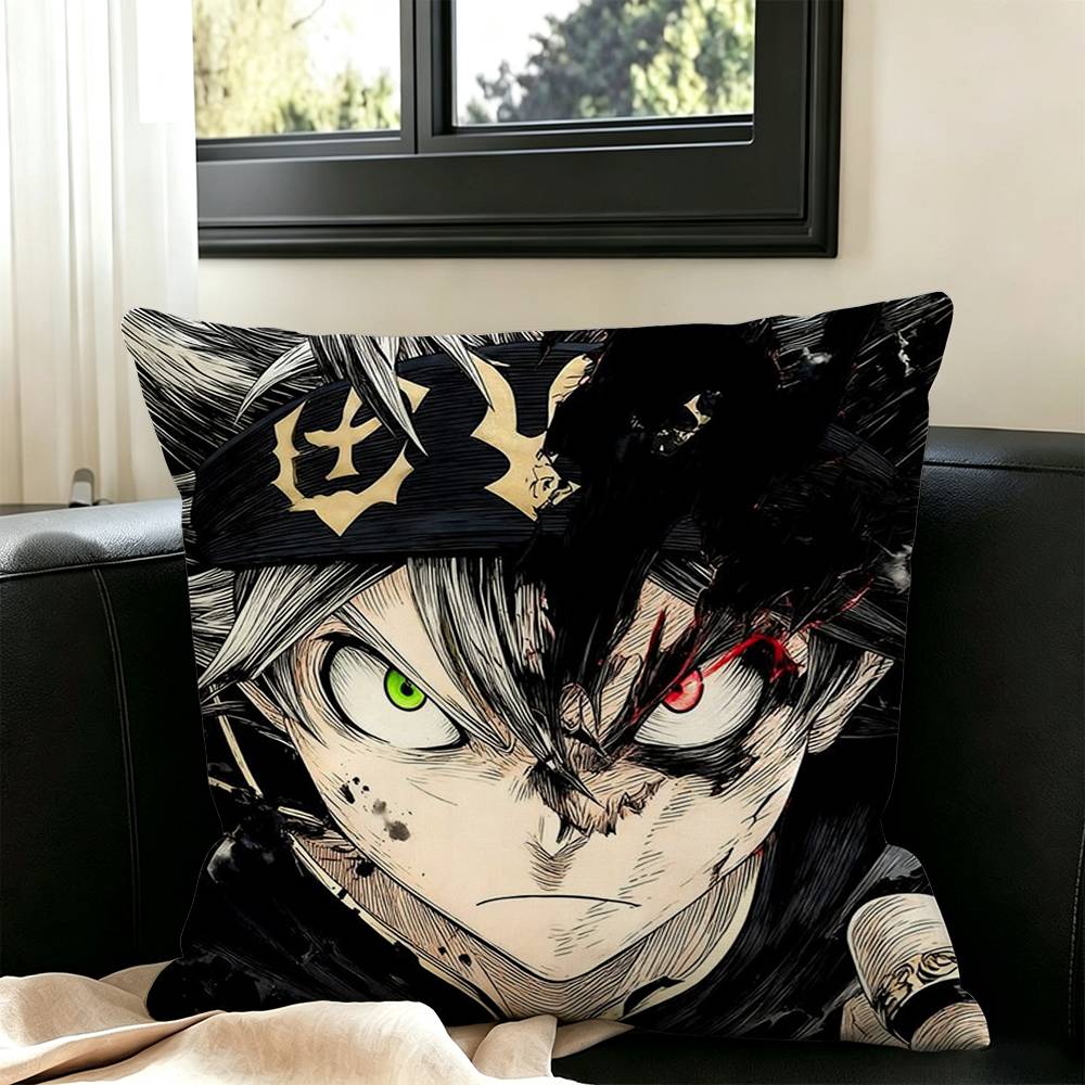 Hot B-Black Clover  Pillow Case Square Double-Sided Sofa Cushion Cover Bedroom Bedside Pillow