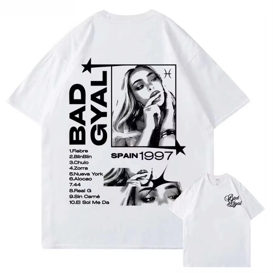 

2026 New Summer Singer Bad Gyal Album Tour Graphic Cotton Printed Tshirt for Unisex Women Streetwear Tops Breathable Casual 4XL