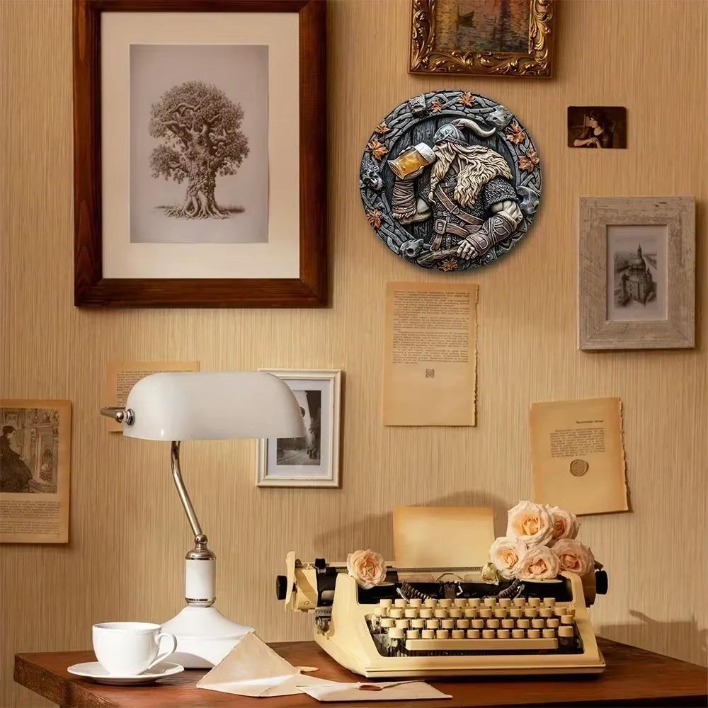 Viking Warrior Aluminum Sign Durable 2D Effect Metal Wall Art for Home Garden Bedroom Garage Decor Perfect Gift for Viking Fans