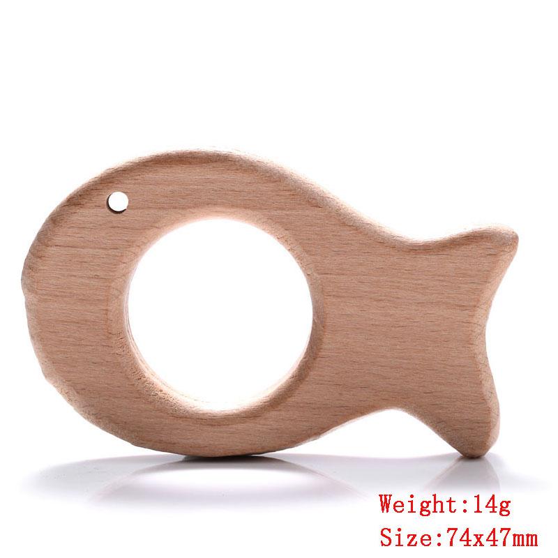 5Pcs/Lot Food Grade Wooden Teether Toys Animal Shape Wood Necklace Pendant for Baby DIY Wooden Teething Chew Toys