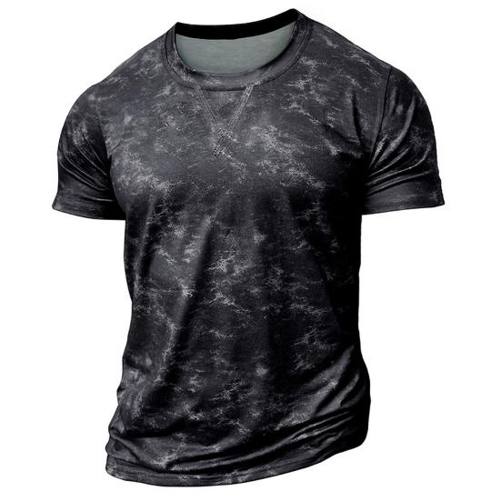 Men's Gym Muscle Tee Short Sleeve Round Neck T-Shirt Casual Printed Tee Shirt for Exercise Vacation Streetwear