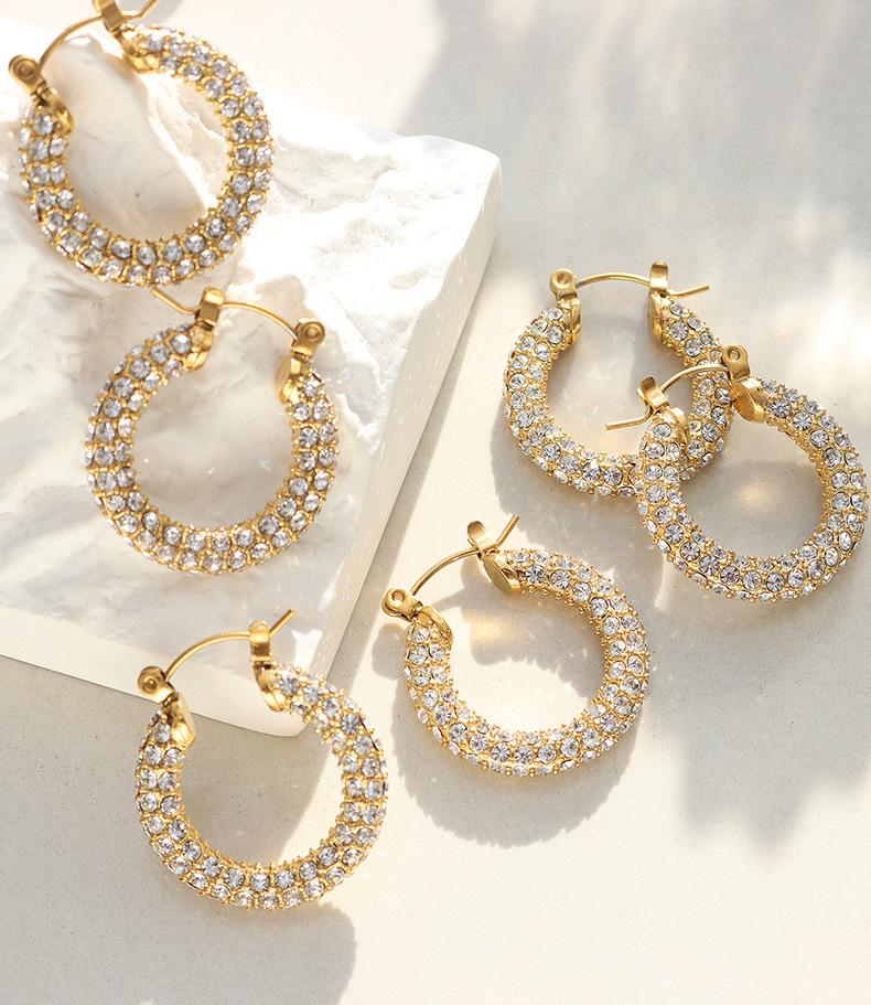 Exquisite U-shaped Full Diamond Earrings: European & American Light Luxury Fashion