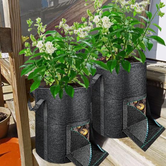 Gallon Potato Grow Bag with Pull-Down Harvest Window Non-woven Fabric Planting Bag Breathable Growing Bag with Visible