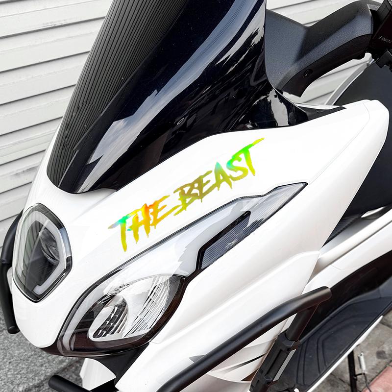 1PC Laser THE BEAST Motorcycle Stickers Waterproof for Fuel Tank Racing Helmet Scooter Body Car Window Universal Vinyl Decals
