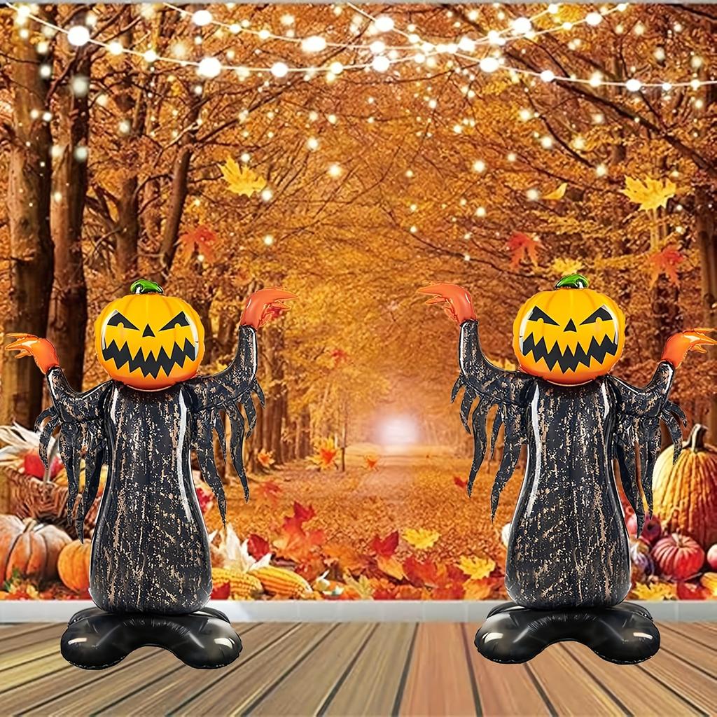 2Pcs Halloween Spooky Pumpkin Man Balloons for Halloween Party Decorations