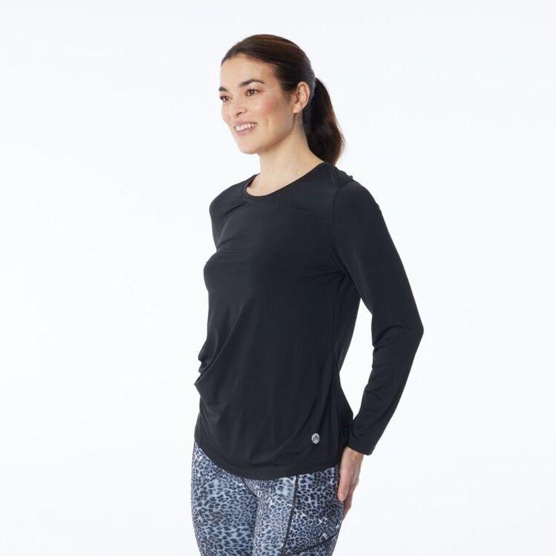 

Непобедимый Рекомендует | Супермягкий и Гладкий Охлаждающий Кожаный На ощупь! Экспорт США Однотонная футболка для йоги с длинным рукавом Женский фитнес-топ Внешняя торговля Black XL