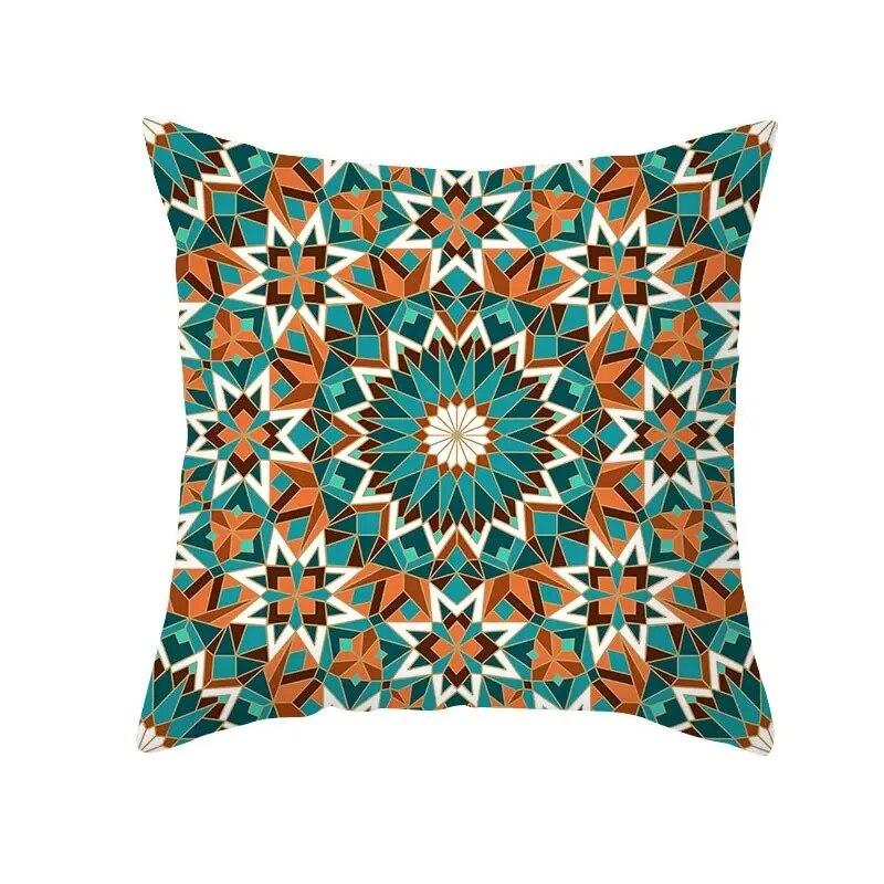 Boho Pillowcase Mystical Abstract Geometric Sofa Pillowcase Ethnic Colorful
