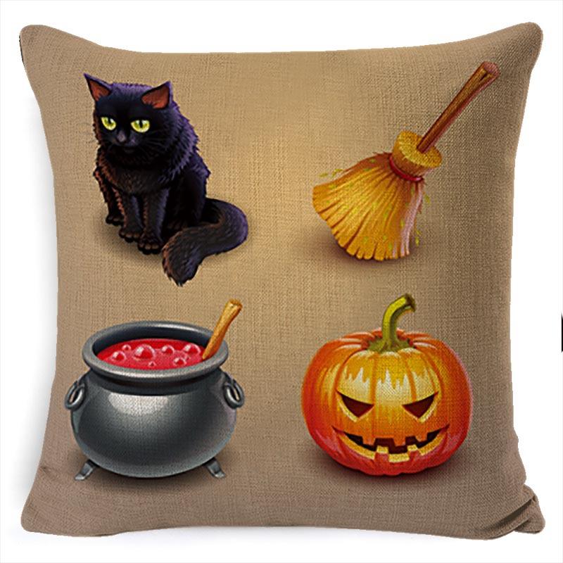 Halloween Pumpkin Horror Series Linen Pillow Cover Car Cushion Pillow