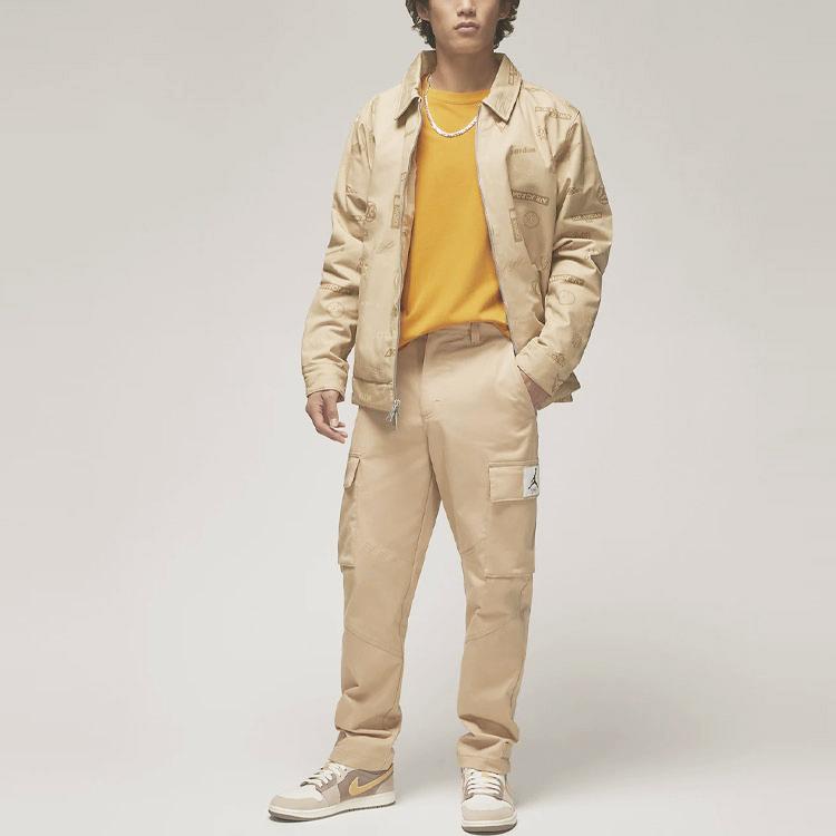 Jordan Solid Brand Logo Pocket Button Casual Pants Men Bottoms Khaki DQ7343-277