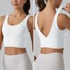 Jógová vesta podprsenka s pevnými prsními vycpávkami Design s hlubokým V na zádech Sportovní vesta Jednobarevná Nárazuvzdorná podprsenka Top Běžecká Fitness tílko