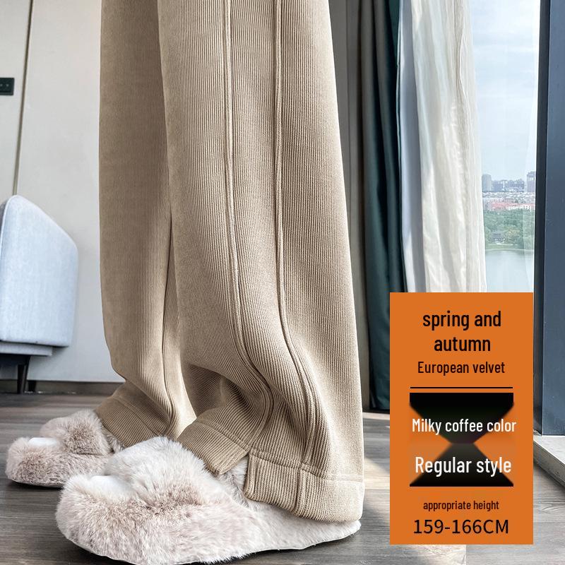 

Женские широкие брюки на флисовой подкладке, очень толстый хлопок, маленького роста, прямой крой, осень/зима 2024 S (Weight 80-95 jin)