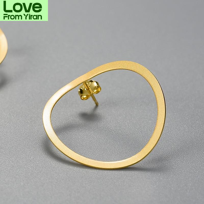 Lotus Fun 18K Gold Color Minimalism Big Hoop Women Circle Dangle Earrings Tone Luxurious Jewelry Trend Latest FemaleLuxury Dangle