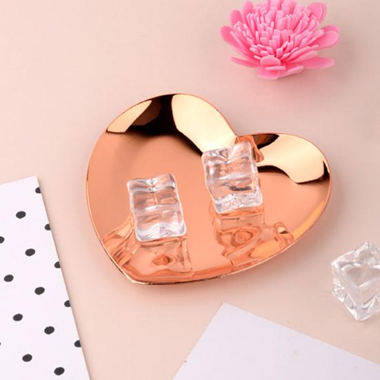 Jewelry Tray Polished Mirror Surface Stainless Steel Heart Shape Ring Necklace Earrings Display Dish Household Supplies