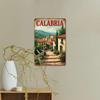 Retro Calabria Italy Metal Sign 2D Rustic Wall Art with Scenic Italian Town Design