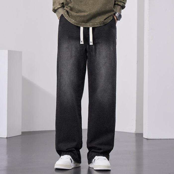 Jeans Jungen American Street Retro-Waschung Locker Lässig Gerade Weiter Bein Jeans Herren