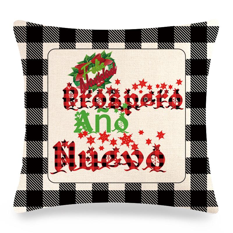 Christmas Checkered Red Letters Digital Printing Short Plush Pillow Covers For Car Sofa Office Cushion Cover Home Goods