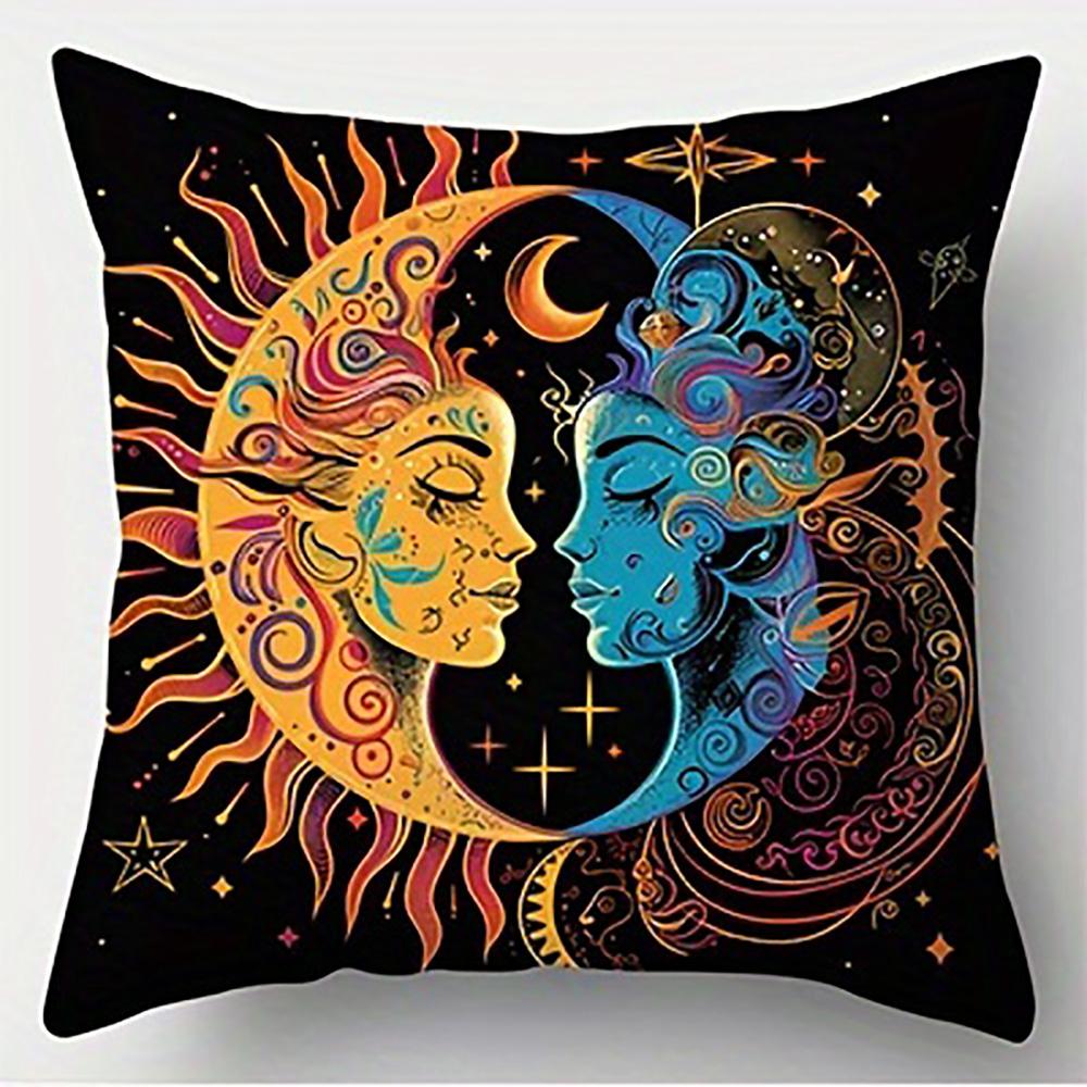 1/4Pcs Moon And Sun Themed Decorative Pillow Covers Sofa Cushion Cover Home Bedroom Room Decoration