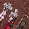 Chinese Style Vintage Classic Metal Bookmark Tassel Beads School Office Supplies