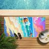 Colorful Beach Waves and Palm Towel Patterned Sunscreen And Windproof Suitable For Swimming Pool Camping Travel Blanket