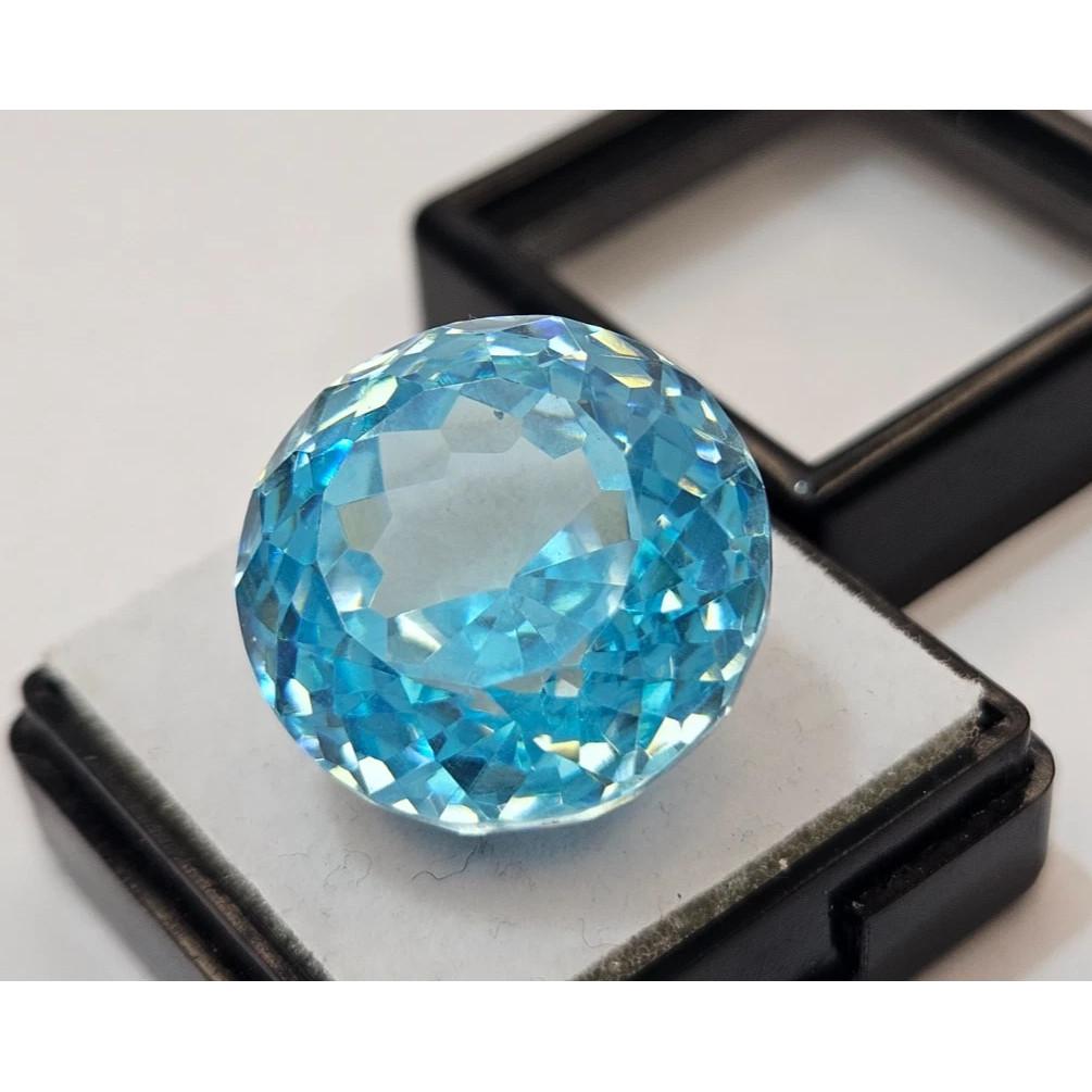 Fabulous Cambodia Zircon Sky Blue Color 58+ Ct Round Cut Certified Gemstone