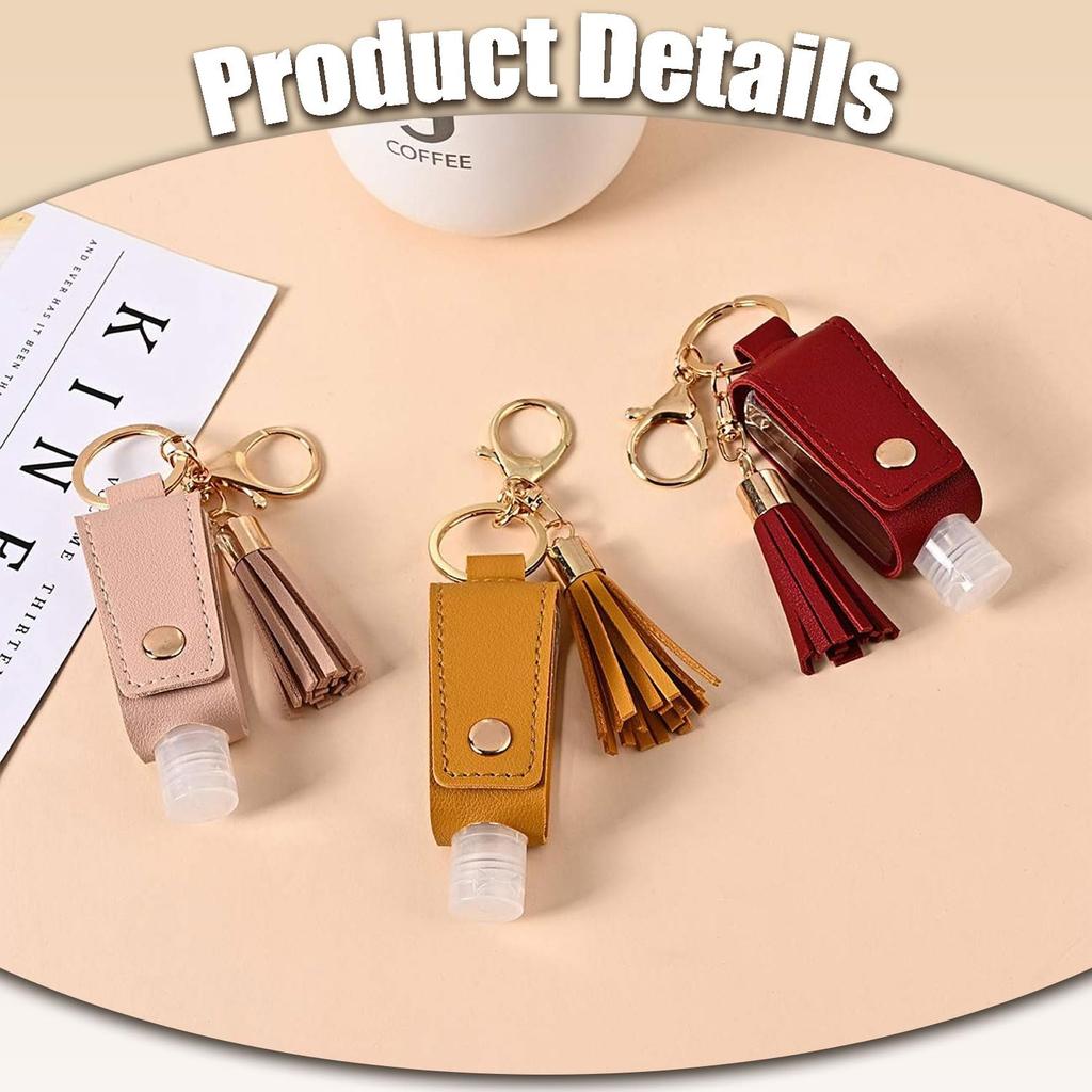 LvYiLinggg Leather Case Travel Bottle Refillable Hand Wash Holder 30ml Black Portable Hand Gel Case with Handle Keychain Compatible Refillable Tube