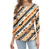 Women's Casual Halloween Print Pullover Top Three Quarter Sleeve Round Neck Shirt Lightweight Comfortable Fabric