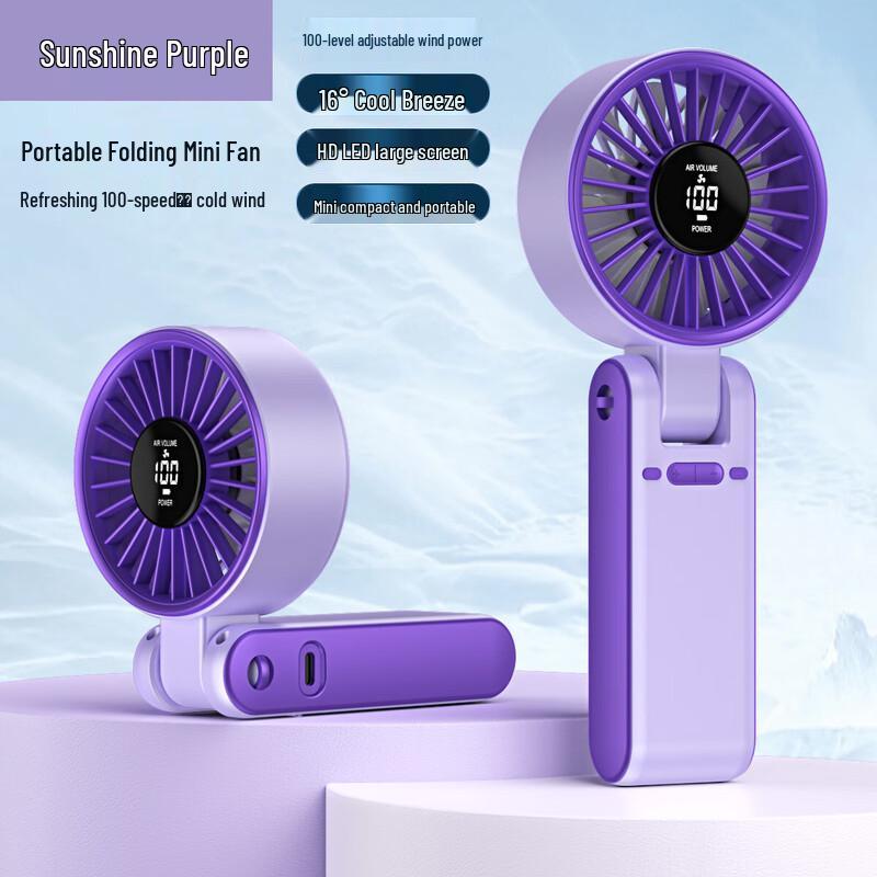 T25 Portable Folding Neck Fan with Digital Display