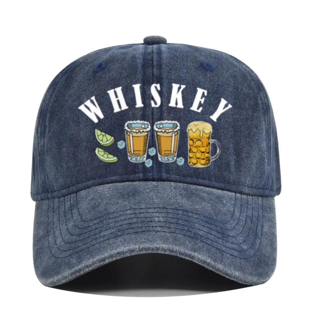Washed Beer Baseball Cap Cup Retro Printed Baseball Camen's and Women's Washed Aged Sun Hat Casual Fashion