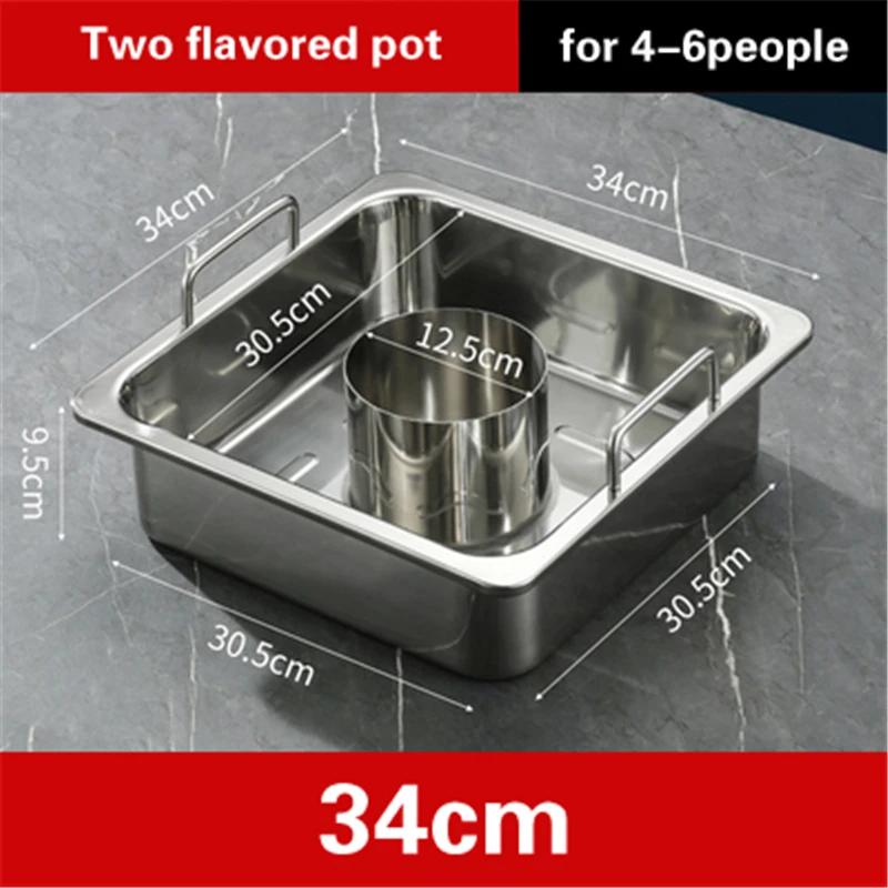 Extra thick stainless steel square hot pot Stewed Mandarin Duck with Ears Hotpot for induction cooker Mother and son pot hotpot