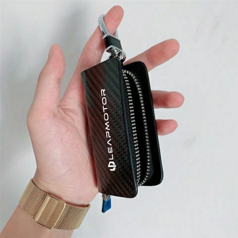 Carbon Fiber Car Key Chain Holder Case Cover Bag For Leapmotor T03 S01 C10 C11 C01 C16 B10 Auto Accessories