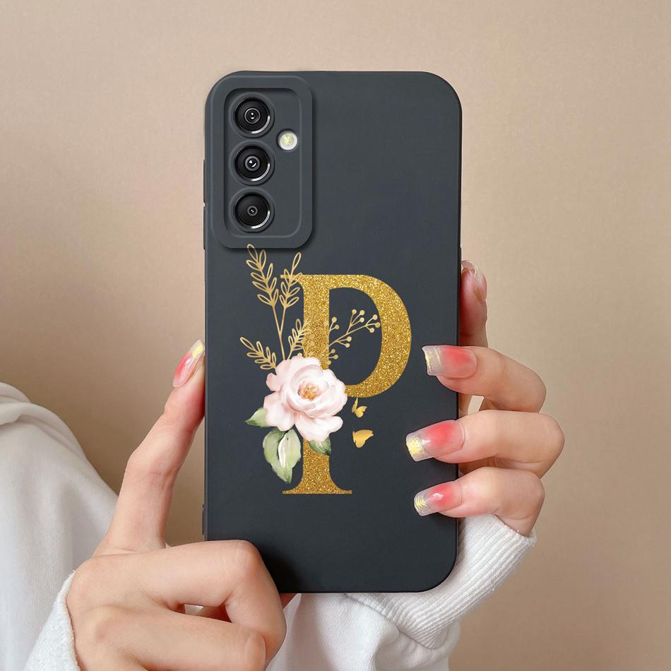 Simple Case For Samsung A15 4G 5G Rose Letter Mask Soft Liquid Silicone Camera Protector For Samsung Galaxy A15 A 15 Back Cover