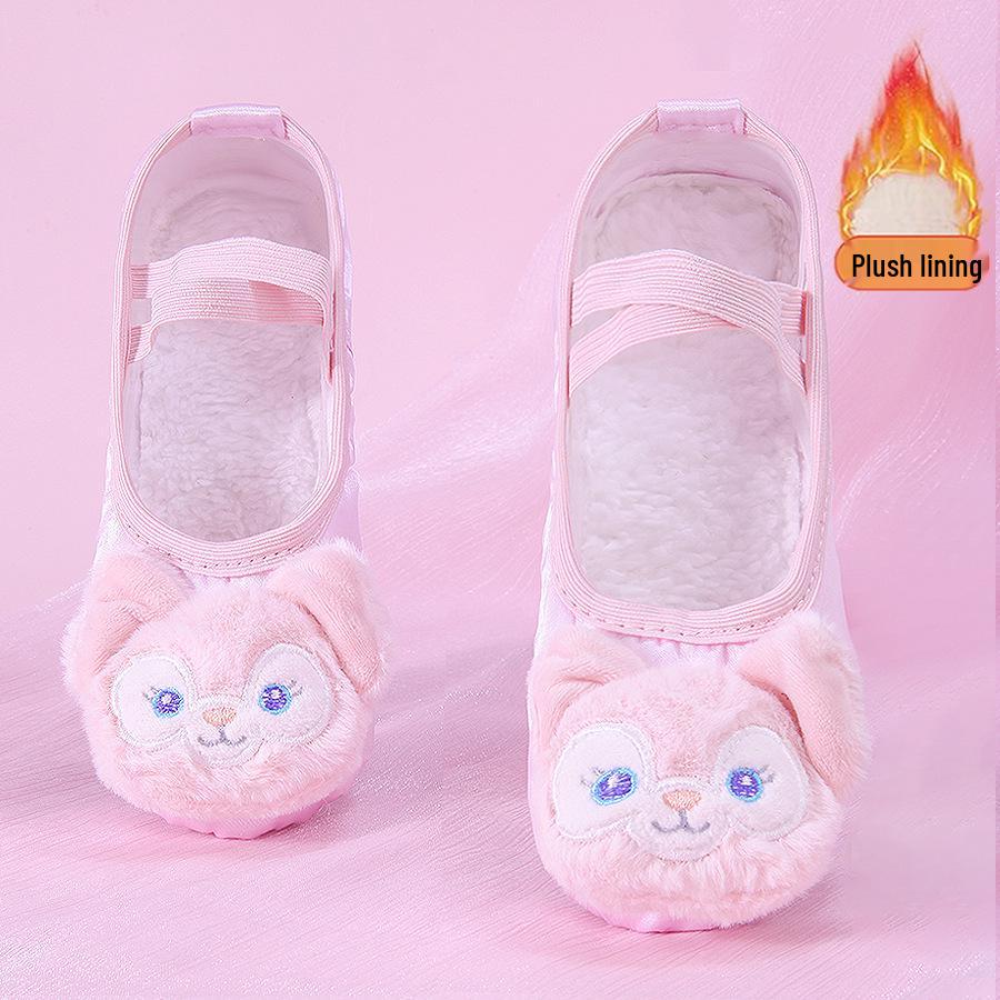 Velvet-Lined Winter Ballet Cat Paw Shoes for Kids - Cozy Dance Footwear