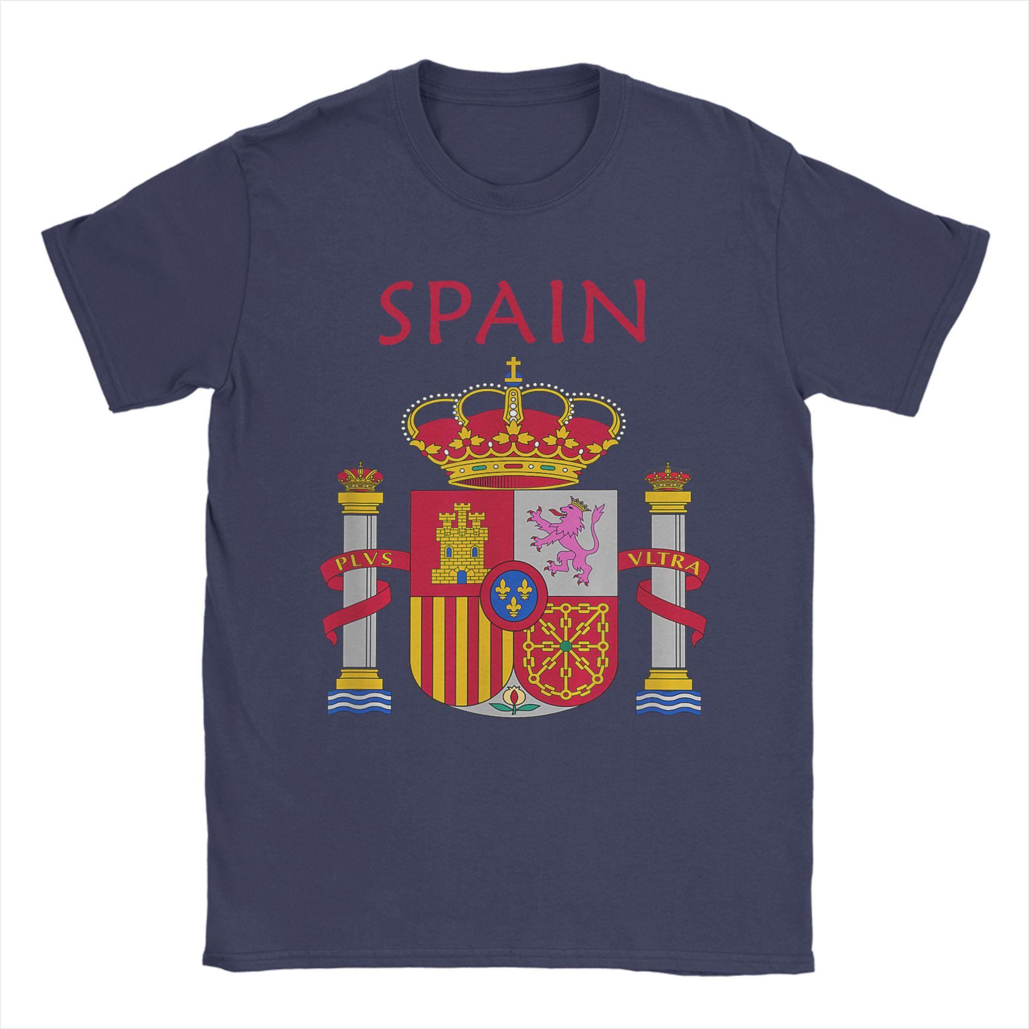 

Unique SPAIN Flag TShirt for Men Crew Neck Pure Cotton T Shirt Short Sleeve Tees Plus Size Clothing 4XL