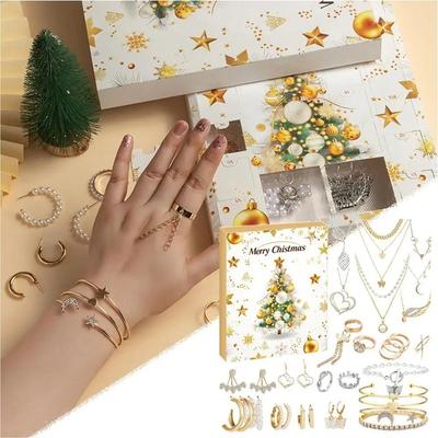 Calendario de Adviento de Navidad DIY 2025 Regalos de Año Nuevo Pulsera de aleación Caja sorpresa Accesorios de joyería divertidos