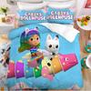 Gabby's Dollhouse Bedding Set,Kawaii Gabby's Dollhouse Duvet Cover Bed Linen Set Single Double Size,Bedclothes Quilt Cover