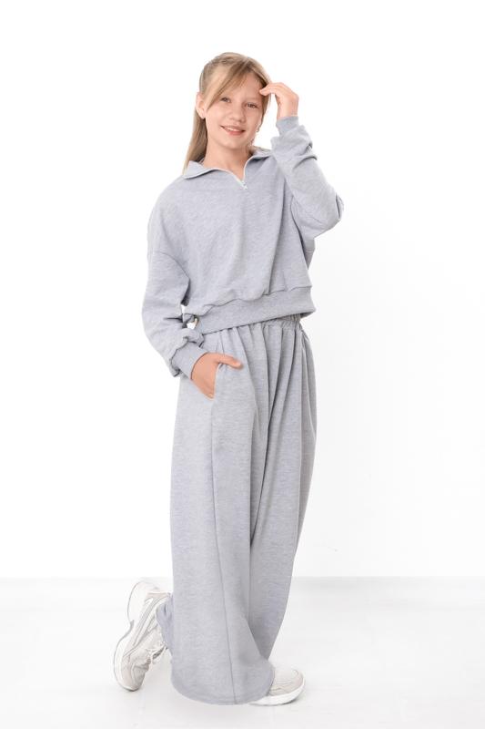 Girls Zip-Up Hoodie Sweatshirt with Hood and Wide-Leg Pants – Kids Casual Set Any season 6506-057 HC
